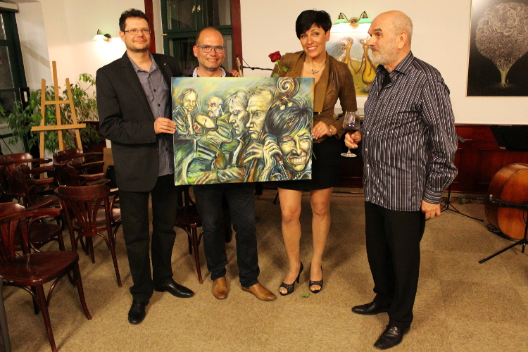 Jazz na Hlídce - výtvarník Dominik Petr s obrazem a hosty